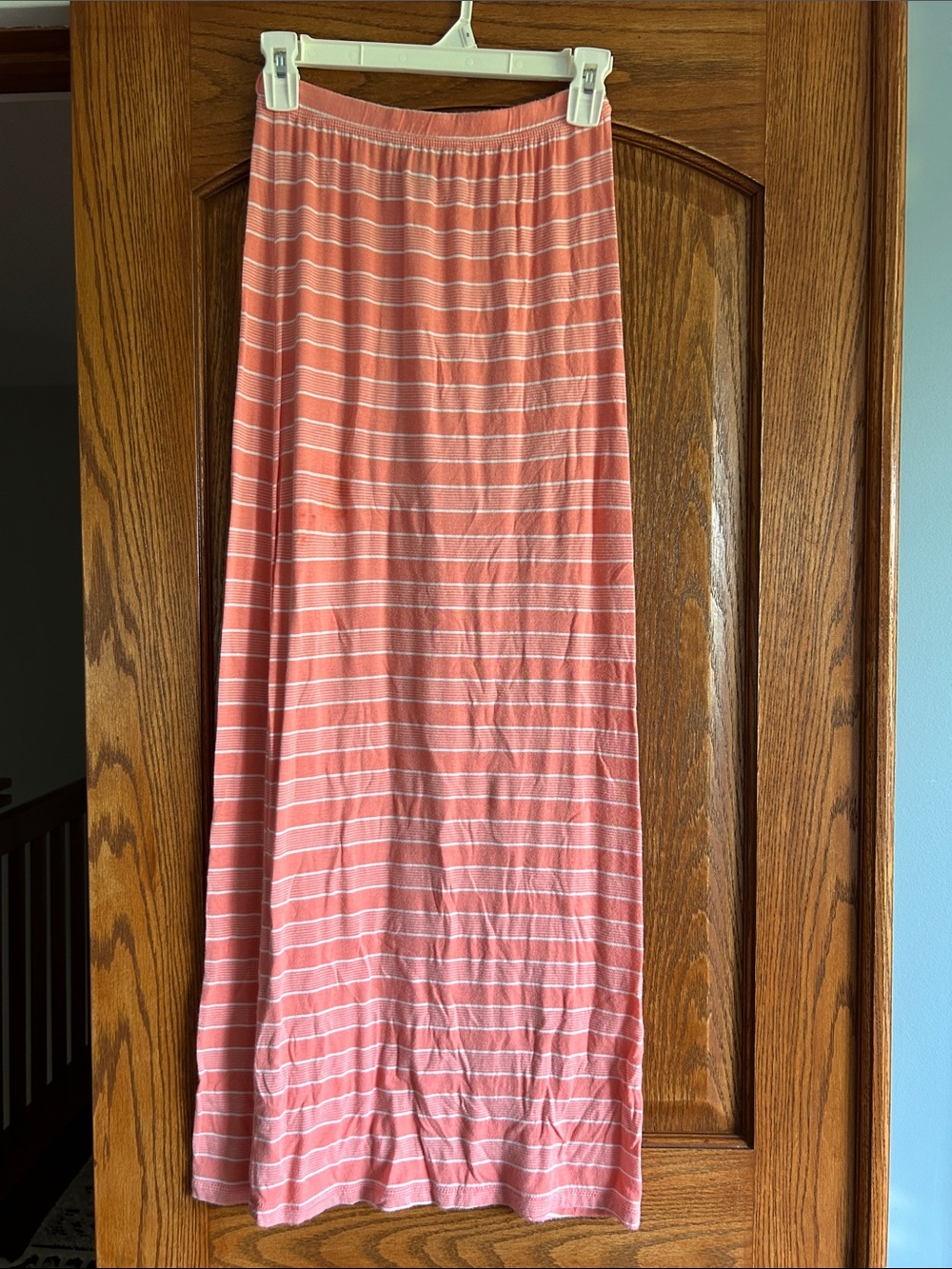Women’s Coral Pink Striped Maxi Skirt